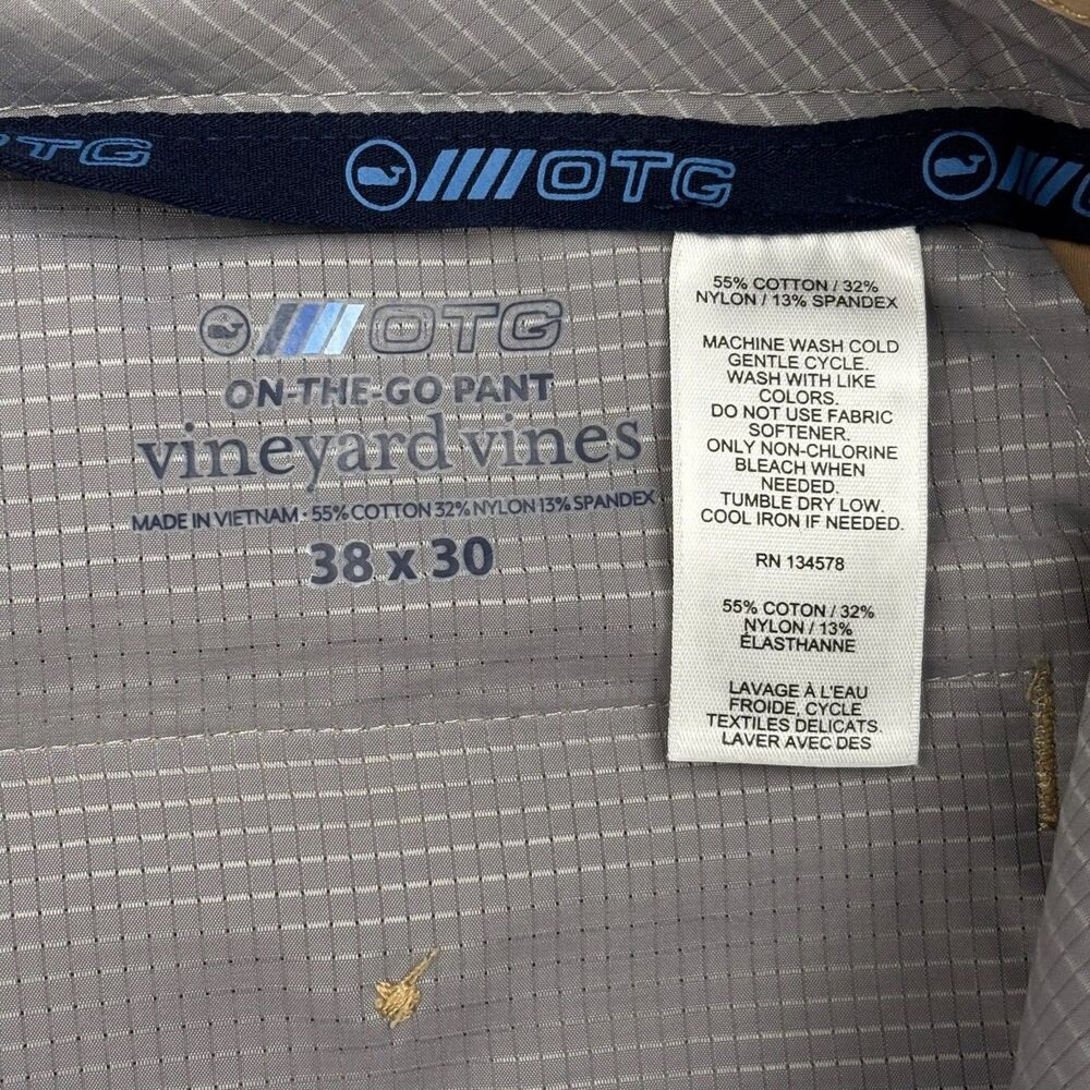 Vineyard Vines Pants Mens 38 Beige On The Go Performance Slim OTG Chino 38x30 - Picture 7 of 10